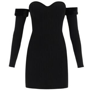 Staud‎ Josee Knitted Mini Dress Staud Black Faux Fur Trim Size M NWT Event